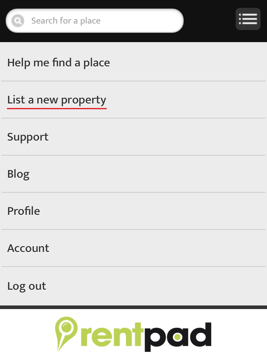「List a new property」を選択