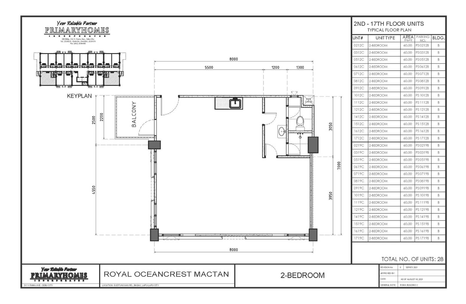 2bed unit (bare unit) の間取り図